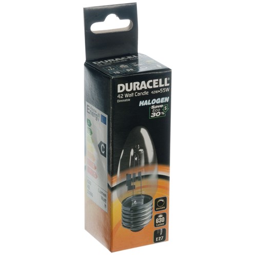 Duracel kaarslamp halogeen ECO 42W E27 230V helder