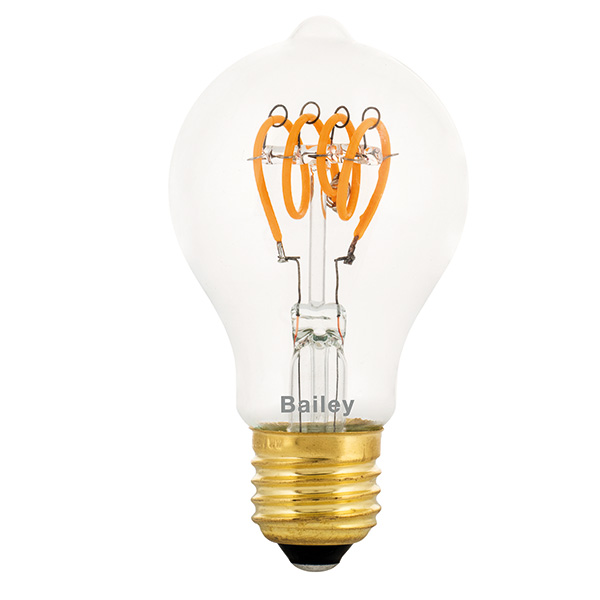 Bailey Thomas flexLED filament LED normaallamp spiraled 3,2W E27 230V 2200K kleur 922 A60 helder dimbaar