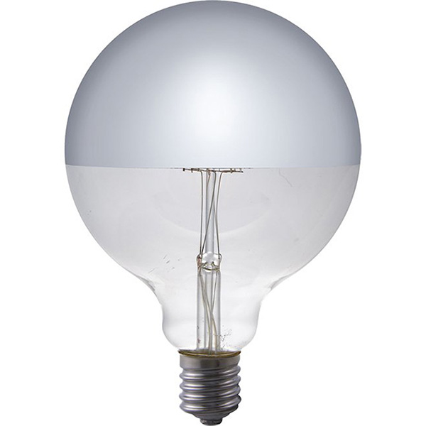 SPL filament LED globe kopspiegellamp 125mm 6,5W E27 230V 2500K kleur 925 zilver dimbaar