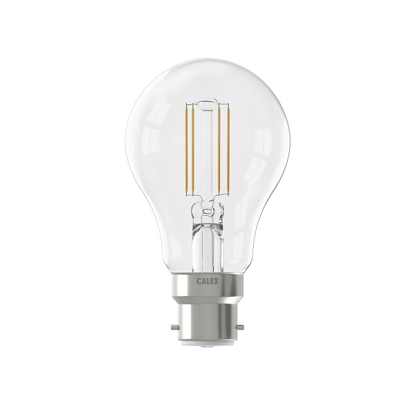 Calex filament LED normaallamp A60 7W Ba22d 240V 2700K kleur 827 helder dimbaar