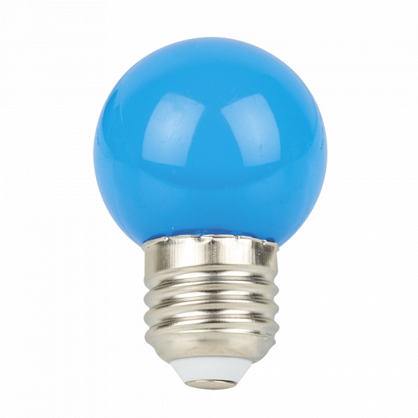 Showgear LED kogellamp 1W E27 blauw 100-240V P45 IP44 niet dimbaar
