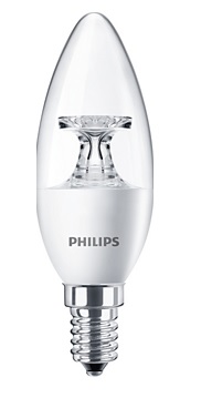 Philips CorePro LED kaarslamp 5,5W=40W E14 220V-240V 2700K kleur 827 B35 helder niet dimbaar