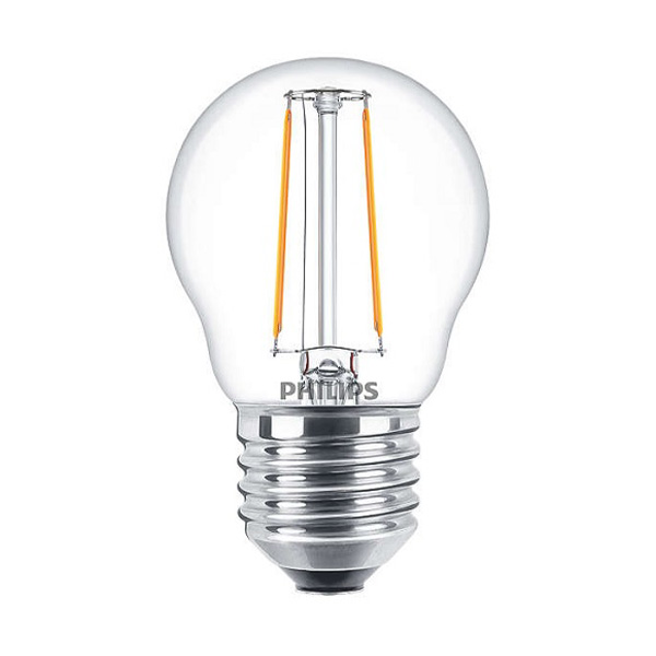 Philips Classic filament LED kogellamp ND 2W-25W E27 220V-240V 827 P45 helder niet dimbaar
duo verpakking met 2 lampen
