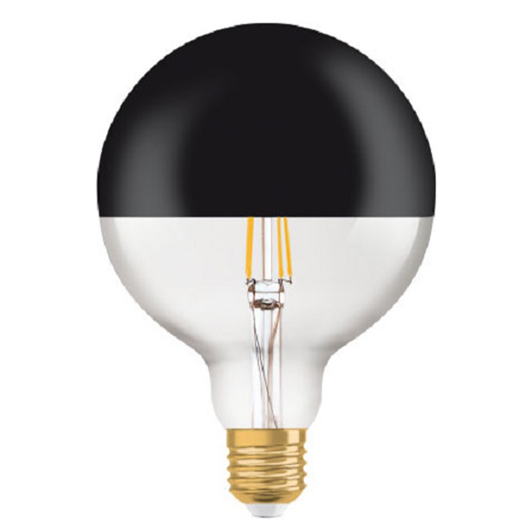 Osram Globe filament LED globe kopspiegellamp 125mm RF1906 7W E27 230V 2700K kleur 827 zwart niet dimbaar