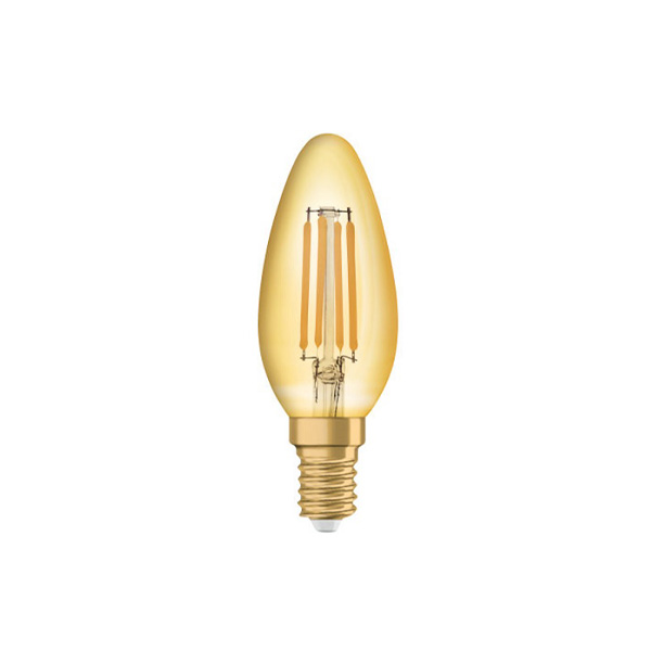 Osram Vintage 1906 filament LED kaarslamp 4,5W=36W E14 220V-240V 2500K kleur 825 B35 goud niet dimbaar
