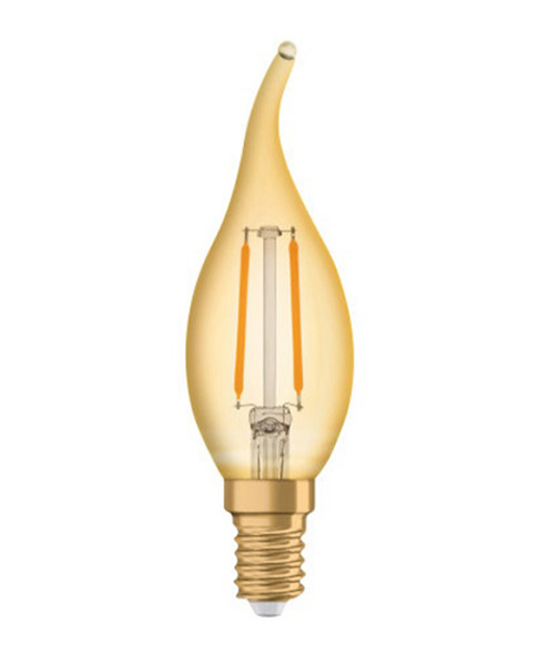 Osram Vintage 1906 filament LED bentip BA35 kaarslamp 2,5W=22W E14 220V-240V 2500K kleur goud niet dimbaar
