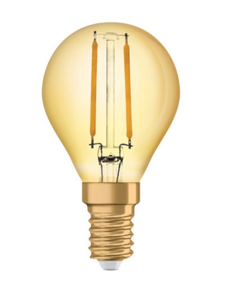 Osram Vintage 1906 P filament LED kogellamp 1,5W=12W E14 220V-240V 2400K kleur 824 goud niet dimbaar