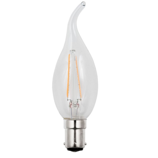 SPL filament LED bentip kaarslamp 1,9W B15d 230V 2700K kleur 827 helder niet dimbaar