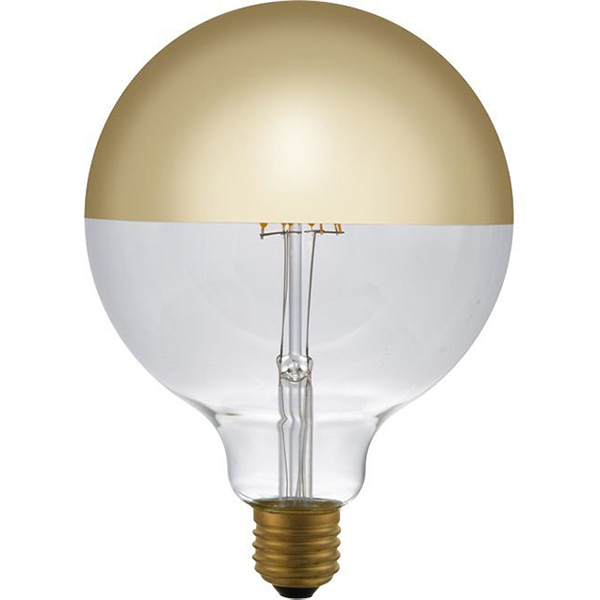 SPL filament LED globe kopspiegellamp 125mm 6,5W E27 230V 2500K kleur 925 goud dimbaar