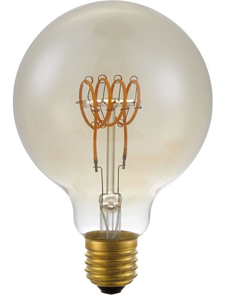 SPL flexLED filament LED globelamp 95mm 4,5W E27 230V 2000K kleur 920 goud dimbaar