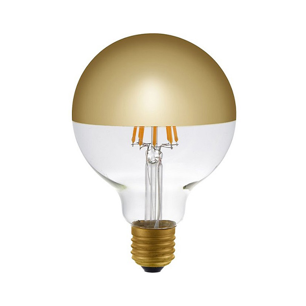 SPL filament LED globe kopspiegellamp 95mm 6,5W E27 230V 2500K kleur 925 goud dimbaar