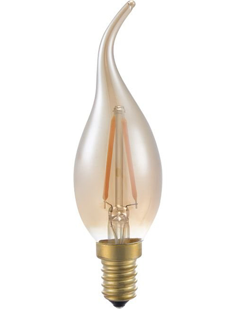 SPL filament LED bentip kaarslamp 2W E14 230V 2200K kleur 922 goud dimbaar