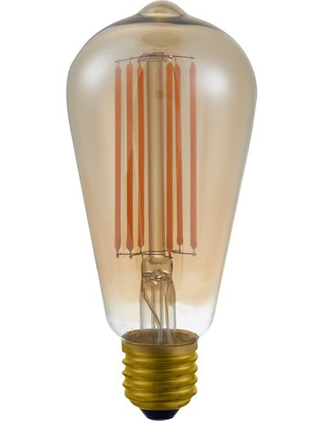 SPL Rustika ST64 filament LEDlamp 6,5W E27 230V 2200K kleur 922 goud dimbaar