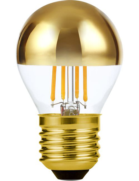 SPL filament LED kopspiegel kogellamp 4W E27 230V 2500K kleur 925 goud dimbaar