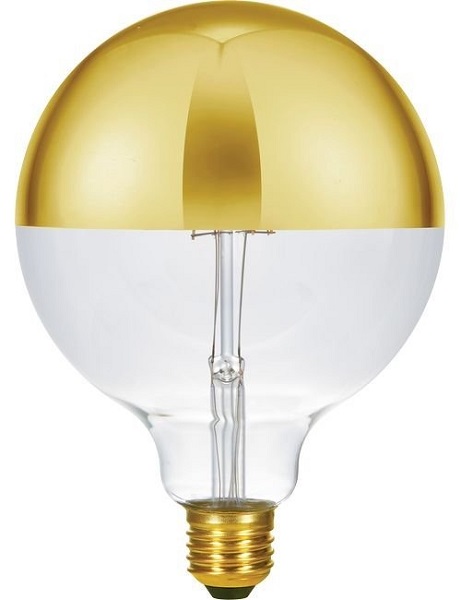 SPL filament LED globe kopspiegellamp 125mm 6,5W E27 230V 925 2500K goud dimbaar