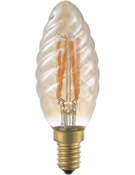 SPL Twisted filament LED kaarslamp 4W E14 230V 2000K kleur 920 goud dimbaar