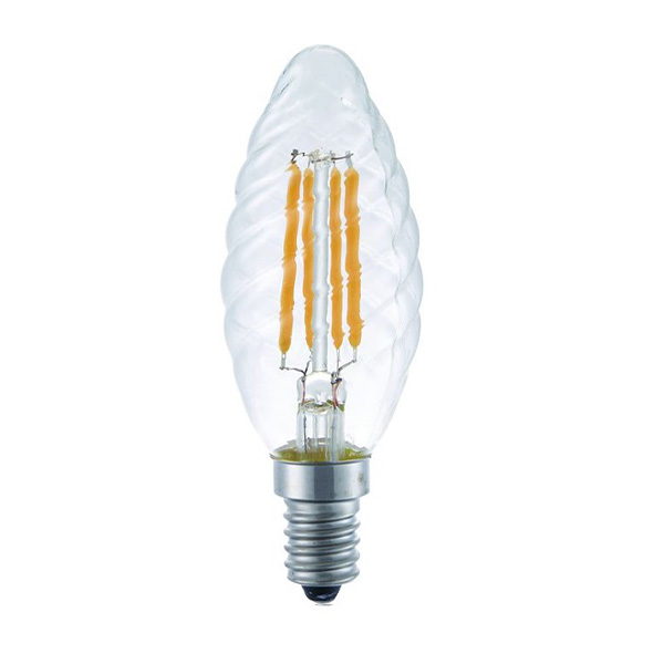 SPL filament LED gedraaide kaarslamp 4W=25W E14 230V 2200K kleur 922 helder dimbaar