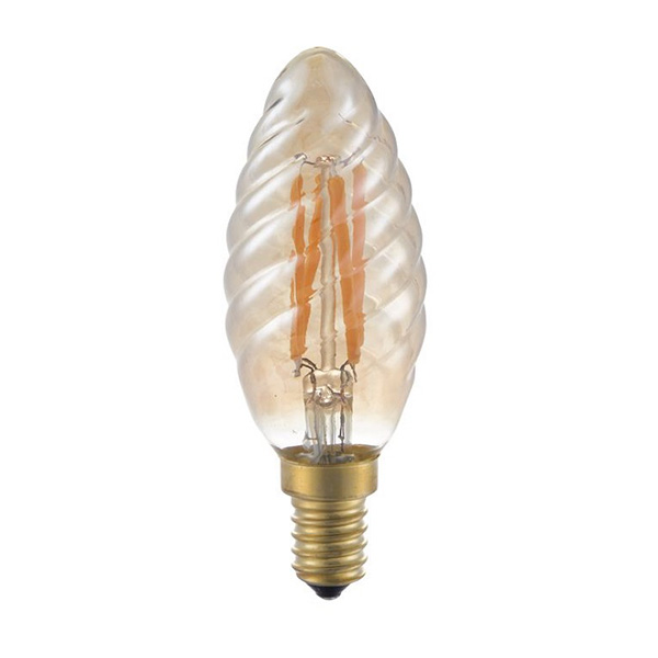 SPL filament LED gedraaide kaarslamp 4W=25W E14 230V 2200K kleur 922 goud dimbaar
