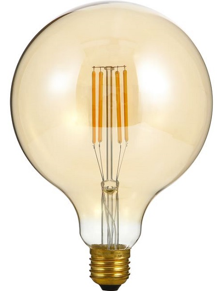 SPL filament LED globelamp 125mm 8W E27 230V 2200K kleur 922 goud dimbaar