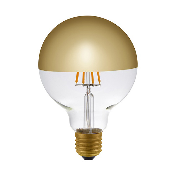 SPL filament LED globe kopspiegellamp 95mm 4W E27 230V 2500K kleur 825 goud dimbaar