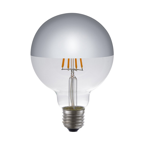 SPL filament LED globe kopspiegellamp 95mm 4W E27 230V 2500K kleur 825 zilver dimbaar