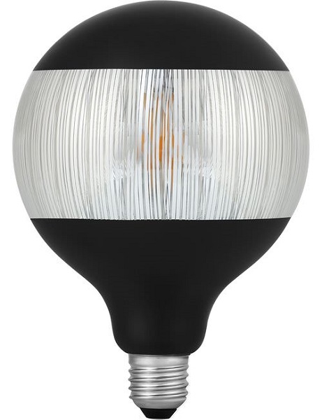 SPL filament LED globelamp Laser stripe 125mm 4W E27 230V 2500K kleur 925 zwart dimbaar
