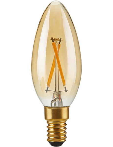 SPL filament LED kaarslamp 2W E14 230V 922 2200K goud dimbaar