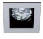 ONOK 186/1 vierkante kantelbare halogeenspot voor 50mm 12V lamp 50W 
rand alu geborsteld (nikkel), binnenwerk zwart 
