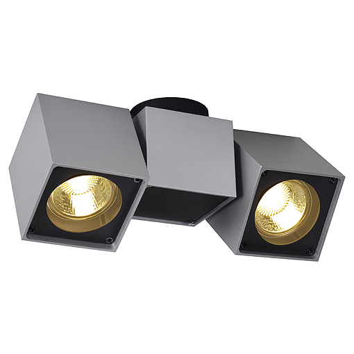 SLV 151534  Altra Dice Spot 2 GU10 2x50W plafond opbouwarmatuur zilvergrijs/zwart