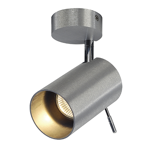 SLV Asto Tube 1 GU10 ES63 75W wand- en plafond opbouwarmatuur alu geborsteld 147421 312762