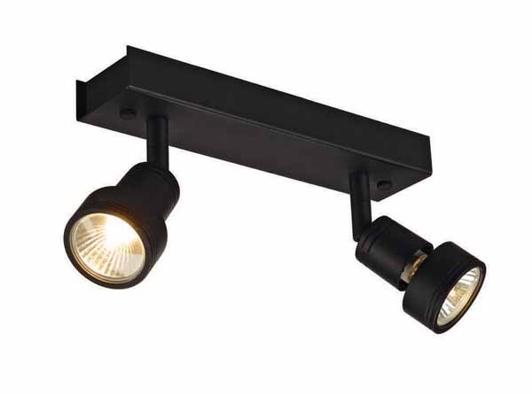 SLV 147370 Puri 2 wand/plafondarmatuur GU10 zwart
