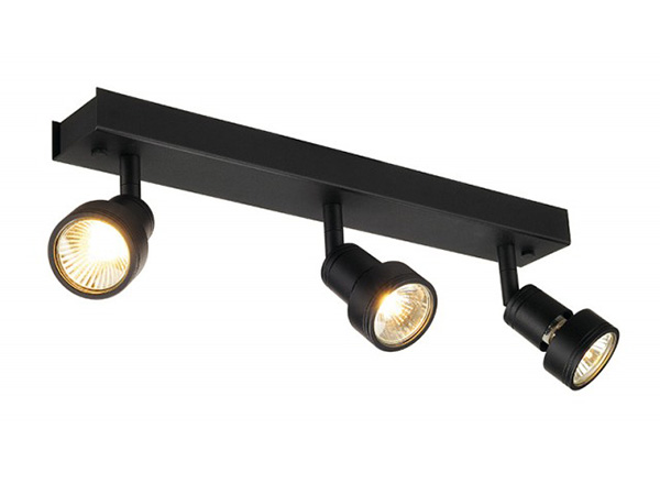 SLV 147380 Puri 3 wand/plafondarmatuur GU10 met deco ring zwart mat