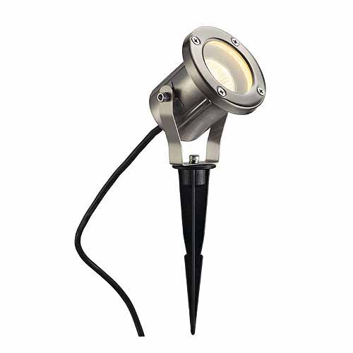 SLV 229740 Nautilus Spike GU10 35W opbouwarmatuur grondpen IP55 netsnoer 1,5m+stekker edelstaal