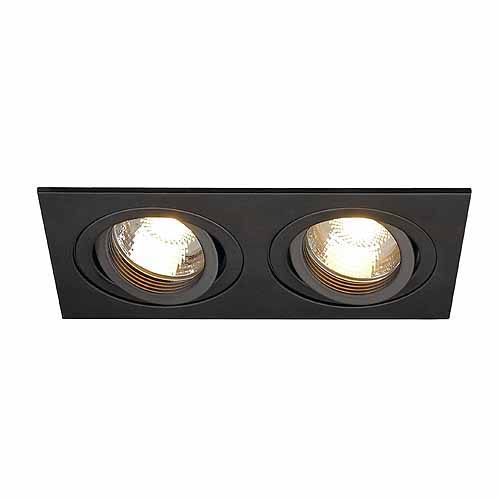 SLV 113492 New Tria II GU10 2x50W plafond inbouwarmatuur zwart mat