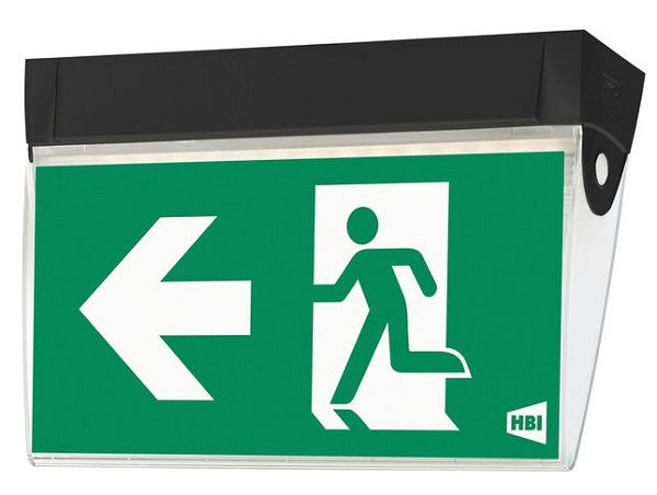 HBI AL0606-VB/3K noodverlichting LED 1x6W 3000K  kleur 830 IP40 nood/continu opbouw verhoogde kap nood accu (1 uur) kleur zwart