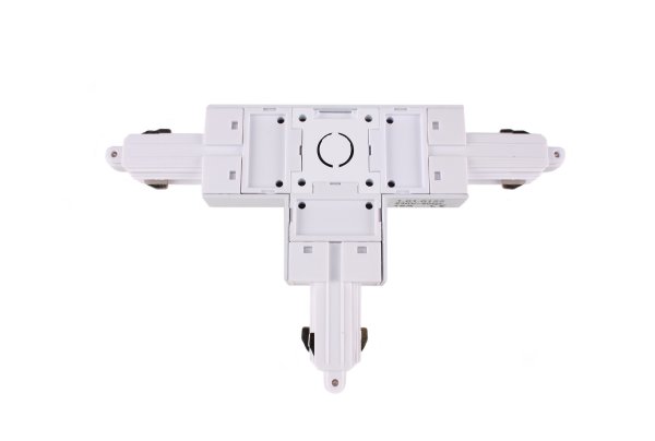 1 fase spanningsrail T stuk aarde links met voedings mogelijkheid wit