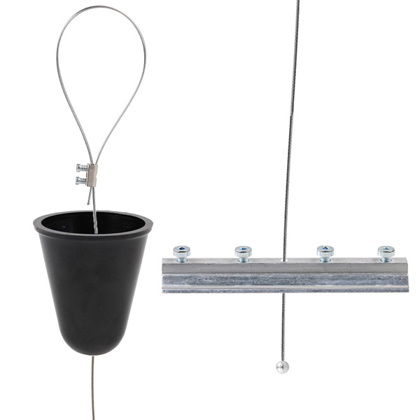 Ivela 3f ophangset staaldraad 2m plaat 120mm zwart