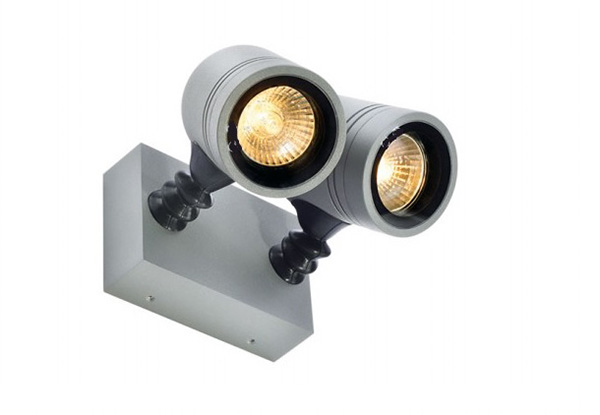 SLV 233094 Myra dubbel armaturenkop GU10 2x50W IP55 zilvergrijs