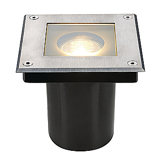 SLV 229374 Dasar Square GU10 35W grond inbouwarmatuur kantelbaar IP67 RVS
Met inbouwpot
