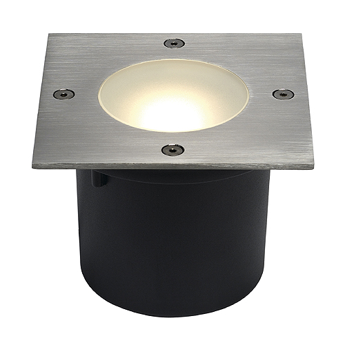 SLV 230174 Wetsy LED Disk 300 vierkant Philips Fortimo LED 9W 2700K 300lm wand- en grond inbouwarmatuur vast snoer 1,4m en inbouwpot IP67 RVS