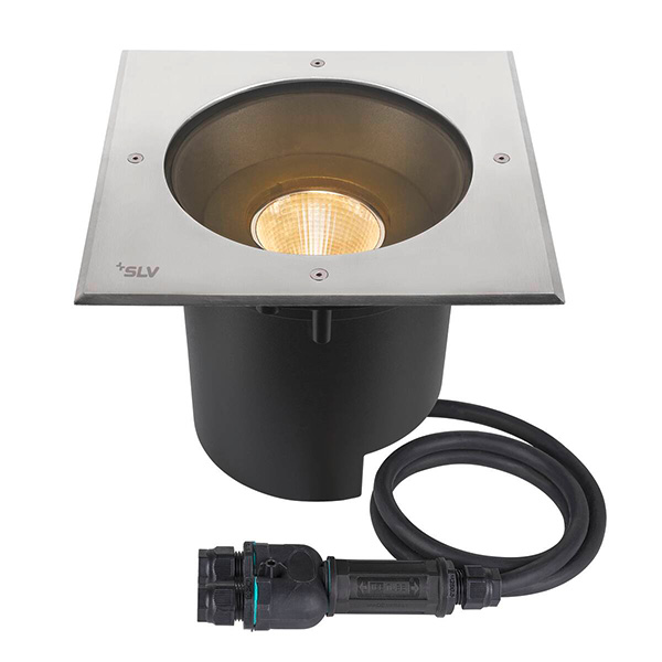 SLV 1007242 Dasar 2.0 XL vierkant LED grond inbouwarmatuur 27W 3000K kleur 830 Dali dimbaar 24° IP65+IP67