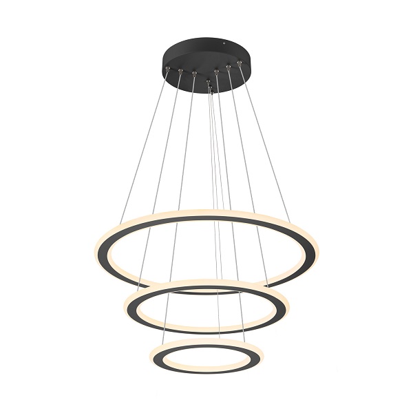 SLV 1007701 One Flat Triple LED pendelarmatuur 58W 927 930 2700K 3000K instelbaar met schakelaar bij installatie Dali 2 dimbaar zwart