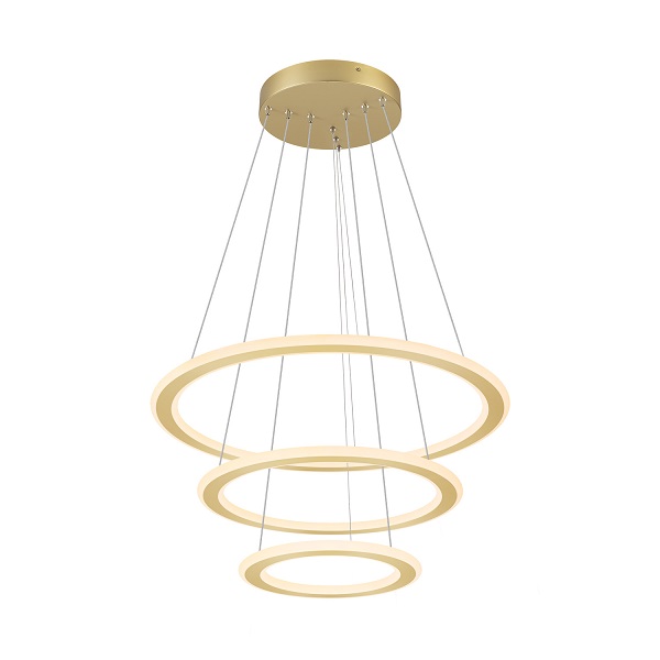 SLV 1007703 One Flat Triple LED pendelarmatuur 58W 927 930 2700K 3000K instelbaar met schakelaar bij installatie Dali 2 dimbaar messing