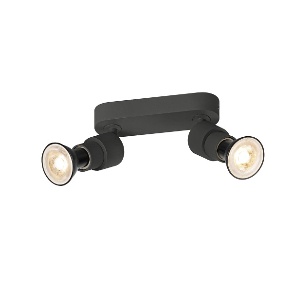 SLV 1008241 Puri 2.0 Basic CW Double LED wand- en plafondopbouwarmatuur 2xGU10 51mm 6W zwart
