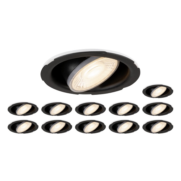 SLV 1008066 Universal Downlight DL Phase Multipack LED inbouwspot kantelbaar 7W zwart 38° dimbaar