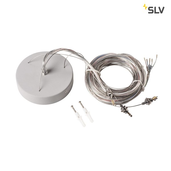 SLV 1001951 ophangset met plafondkap, staaldraden en 5-polig kabel 5,0m grijsr 5m