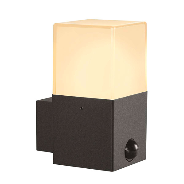 SLV 1006183 Grafiet sensor vierkant wand opbouwarmatuur E27 11W antraciet IP44