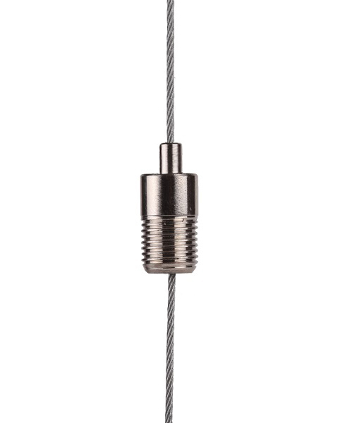Verstelbus vernikkeld M10x1 met uitwendige schroefdraad 
voor 1,5mm staaldraad max. 12kg, past in bevestigingsbus 29100007
