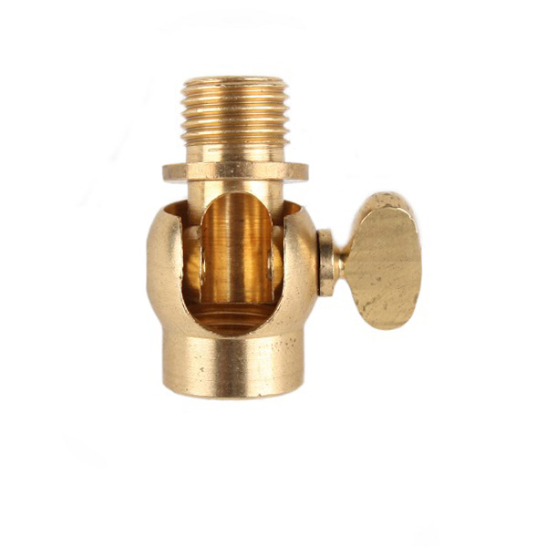 FL kniegewricht M10x1 bi/bu 16mm kogel 90° kant vleugelschroef messing