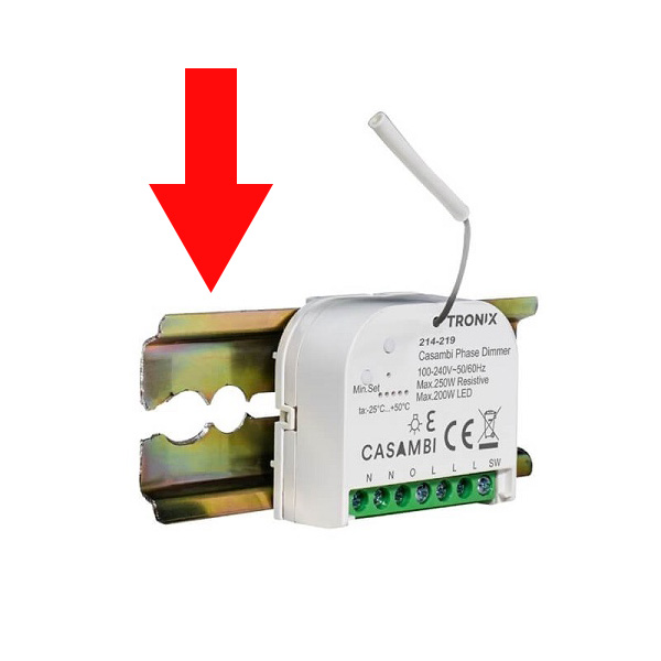 Tronix 214-221 Din rail beugel voor Casambi dimmer 214-291